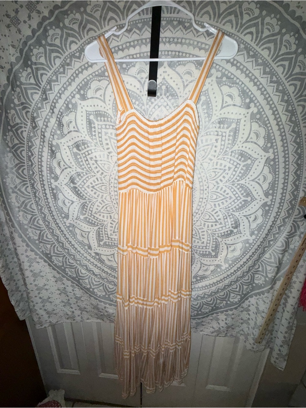 By Together Striped Sleeveless Maxi Dress in Mustard and White - Picture 2 of 3